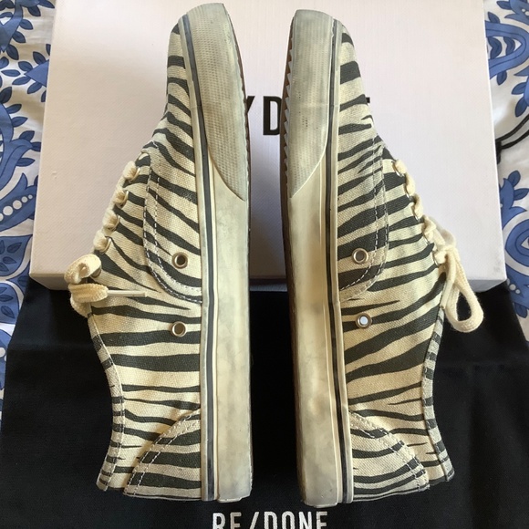 RE/DONE 70s Low Top Skate Sneaker Zebra Print Black White SZ 40 - Picture 4 of 15